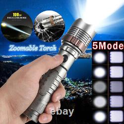 10 Pack 1200000LM Zoomable Police Tactical Torch Lamp LED Flashlight+Batt+Char