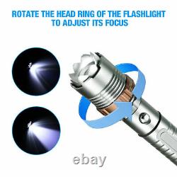 10 Pack 1200000LM Zoomable Police Tactical Torch Lamp LED Flashlight+Batt+Char