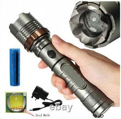 10 Pack 1200000LM Zoomable Police Tactical Torch Lamp LED Flashlight+Batt+Char