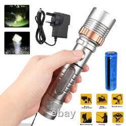 10PCS 990000LM 5 Modes LED Flashlight Rechargeable Torch Zoomable Camping Lamp