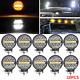 10pcs 4inch Led Work Light Bar Cube Side White & Amber Strobe Flashing Fog