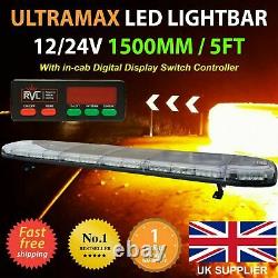 12/24v UltraMax 5ft 1500mm Slimline LED Recovery Light bar Flashing Beacon