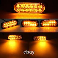 12 LED Amber Truck Car Emergency Beacon Warning Hazard Flash Strobe Light Bar