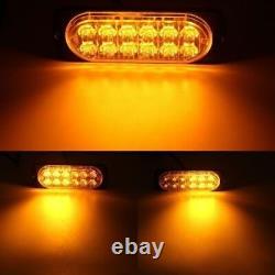 12 LED Amber Truck Car Emergency Beacon Warning Hazard Flash Strobe Light Bar