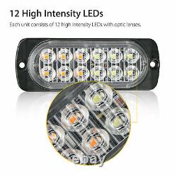 12 LED Amber Truck Car Emergency Beacon Warning Hazard Flash Strobe Light Bar