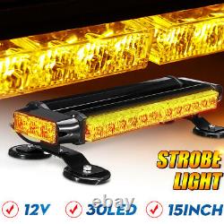 15 21 26.5 LED Emergency Strobe Flash Warning Light Bar Magnetic Amber