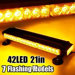 15 21 26.5 LED Emergency Strobe Flash Warning Light Bar Magnetic Amber Lamp 12V