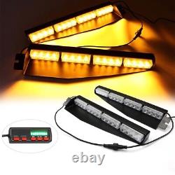 16LED Visor Strobe Light Bar Interior Windshield Hazard Warning Caution Lights