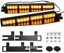 16LED Visor Strobe Light Bar Interior Windshield Hazard Warning Caution Lights