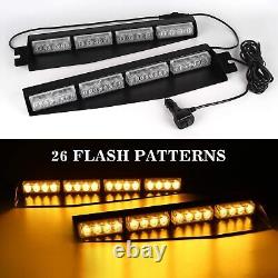 16LED Visor Strobe Light Bar Interior Windshield Hazard Warning Caution Lights