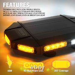 18 Inch LED Strobe Light Bar White Amber Rooftop Emergency Warning Truck Trailer