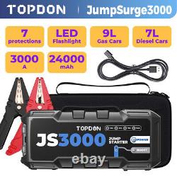 2024 TOPDON JS3000 Car Jump Starter 24000mAh Booster Power Bank Battery Charger