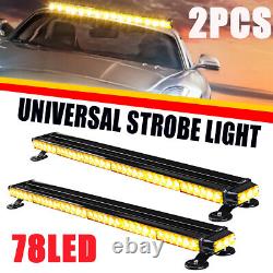 2PCS 78LED Emergency Warning Strobe Light Car Roof Recovery Bar Flashing Beacon