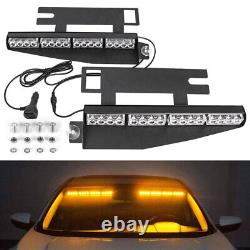 2Pcs LED Car Windshield Emergency Warning Light Bar Traffic Strobe Flash signal