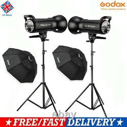 2X Godox SK300II 300W 2.4G Photo Studio Flash Strobe Light+95CM Softbox+Stand UK