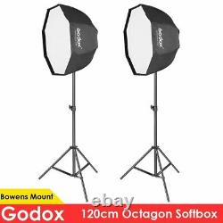 2x GODOX 120cm Bowens Mount Softbox + Stand For Studio Strobe Flash Light
