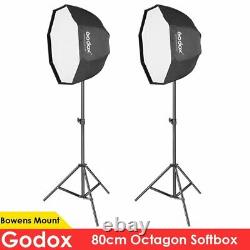 2x GODOX 80cm Bowens Mount Softbox + Stand For Studio Strobe Flash Light