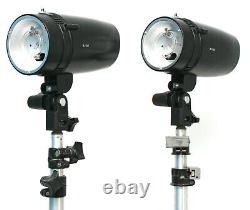 2x Pro Studio Flash Strobe Lights 180 (BJ180) (5500K) Stands & Cables