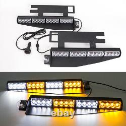 32 LED Car Truck Visor Light Bar Windshield Dash Emergency Strobe Lights 12V 24V