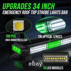 34inch 166 LED Emergency Rooftop Strobe Lights Bar Flashing Safety Traffic B11