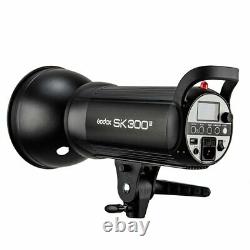 3Godox SK300II Studio Strobe Flash Light+Barn door+Grid sofbox Stand+trigger