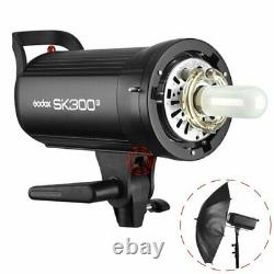 3Godox SK300II Studio Strobe Flash Light+Barn door+Grid sofbox Stand+trigger
