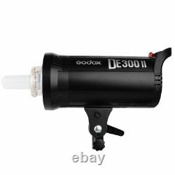 3x GODOX DE300II 300Ws Studio Strobe Flash Light Lamp + Grid Softbox + Barn Door