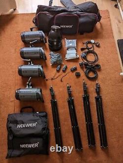 4 x Neewer 400W Studio Strobe Flash S-400N + 4 stands + MORE. CLEAR OUT