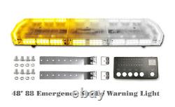 48 88 LED Strobe Light Bar Emergency Beacon Warn Tow Truck Response Amber/White