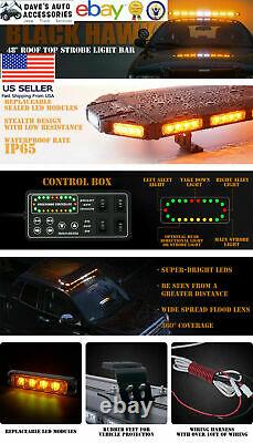 48 Amber/Yellow LED Roof-Top Emergency Warning Light With Controller Fast Ship