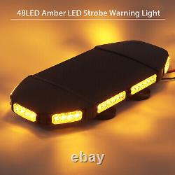 48 LED Amber Recovery Light Bar Flashing Beacon Truck Light Strobes Lamp 12/24V
