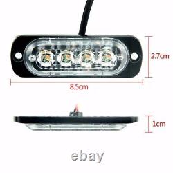 4x 4 LED Amber Recovery Strobe Flashing Grille Light Lightbar Truck Beacon Lamp