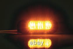 4x Amber LED Car Truck Emergency Beacon Lights Hazard Flash Strobe Warning 12/24