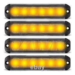 4x UNIVERSAL 120MM AMBER LED LIGHT BARS VAN ROOF RECOVERY TRUCK FLASH STROBE KIT