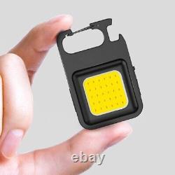 50X Rechargeable COB LED Key Ring Flashlight USB Torch Camping Work Light Pocket