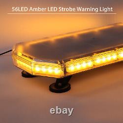 56 LED Car Amber Magnetic Warning Strobe Flashing Roof Recovery Light Bar Beacon