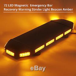 72 LED Amber Warning Strobe Light Recovery 12/24V Flashing Magnetic Beacon Light