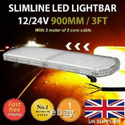 900mm Lightbar Recovery Slimline LED Beacon Lights Amber Flash 3foot 35 90cm