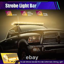 96 LED 12-24V Amber Recovery Strobe Light Flashing Light Bar Beacon Car 1310mm