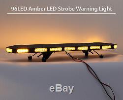 96 LED Amber Emergency Warning Strobe Recovery Light Bar Truck Flashing Beacon