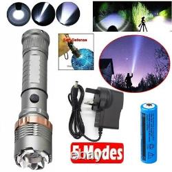 990000LM Most Powerful Torch Ultra Bright Military LED Flashlight Rechargeable