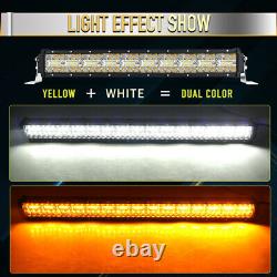 9D Tri-Row 50 2800W Curved LED Light Bar Spot Flood Amber&White Strobe Flash 52