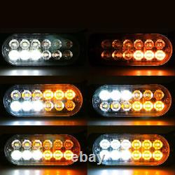 Amber White 12 LED Car Truck Emergency Beacon Warning Hazard Flash Strobe Light