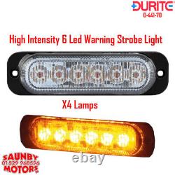 Durite 0-441-70 Amber Flashing Strobe High Intensity 6 LED Warning Light Lamp 4X