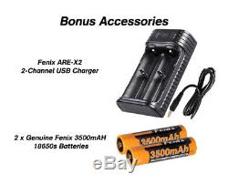 Fenix TK25UV 1000lm Tactical UV Flashlight + 2x Rechargeable Batteries & Charger