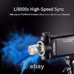 Godox AD200 Pro AD200Pro 200Ws 2.4G Pocket Flash Strobe TTL 1/8000 HSS Speedlite