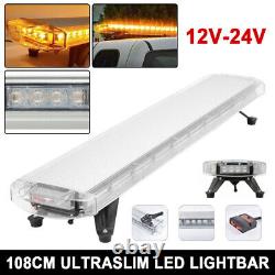 LED Amber Light Bar Flashing Strobe Beacon Recovery Warning 1080mm 42.5 12/24V