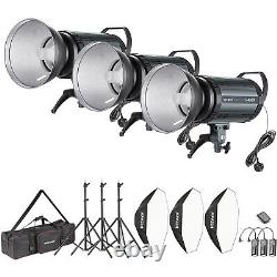 Neewer 1200W Studio Strobe Flash Photography Lighting Kit (3)400W Monolight