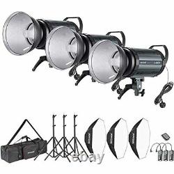 Neewer 1200W Studio Strobe Flash Photography Lighting Kit(3) 400W Monolight, (3)