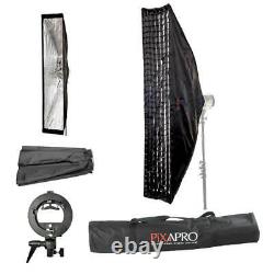 Portable Strobe Flash 30x140cm Umbrella Softbox Hair Light Kit 200Ws Battery TTL
